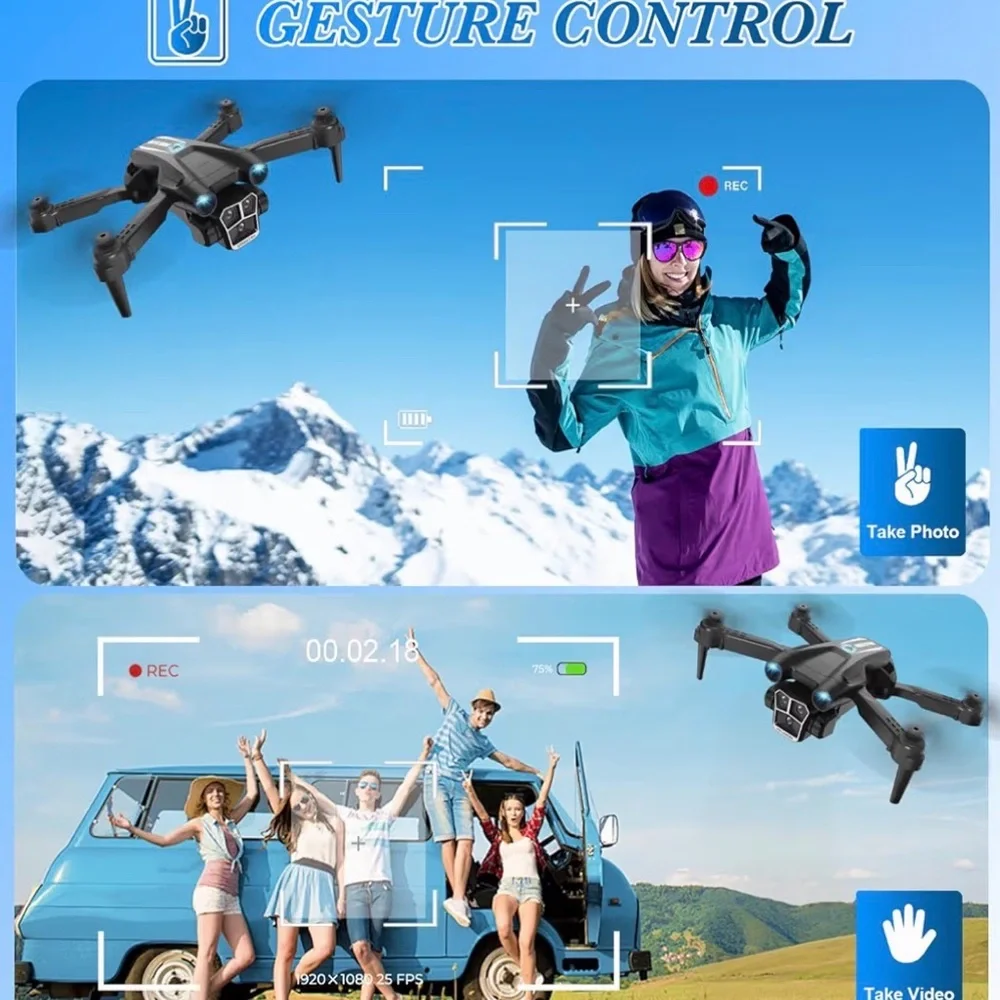 Foldable Black Drone with Camera